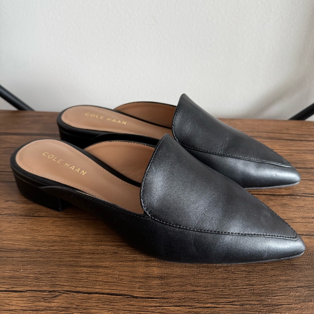 Cole Haan Women's Black Leather Piper Mules - Size 6.5 Wide